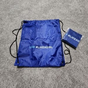 Blue Drawstring Backpack Bag